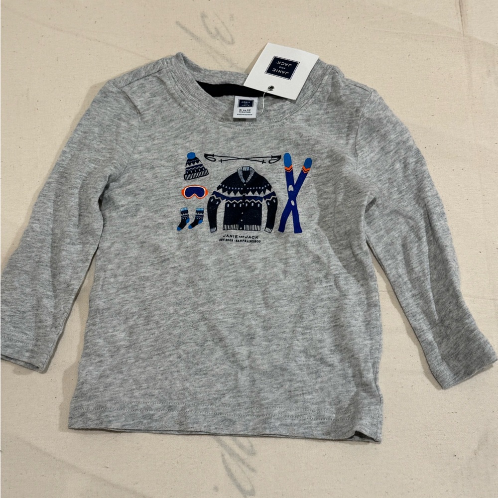 Janie and Jack Heather Gray Graphic Tee